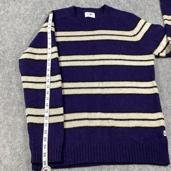 NN07 No Nationality Multi Color Nathan Striped Wool Crew Pullover Sweater Large* - Picture 9 of 15
